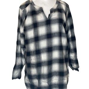 Eddie Bauer Black and White Plaid Pullover Tunic